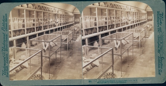 Stereo photo Pompeii Campania, museum, interior view