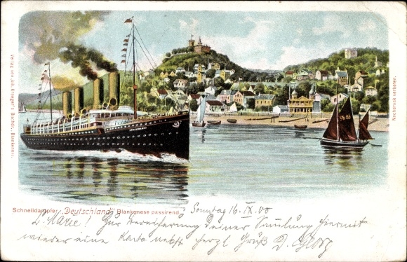 PC Hamburg Altona Blankenese, steamer Germany, HAPAG, Süllberg