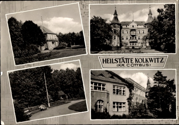 Postcard Kolkwitz in the Spreewald Niederlausitz, sanatorium, park path, building