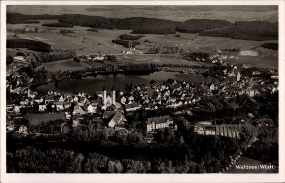 Postcard Bad Waldsee in Upper Swabia Württemberg, aerial photograph