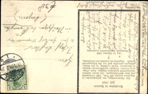 Postcard Francesc Ferrer i Guàrdia, founder of the modern school Escuela Moderne, Barcelona