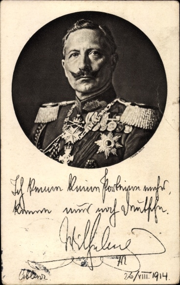 Postcard Kaiser Wilhelm II., I don&#39;t know any parties anymore, quote 1914, Red Cross