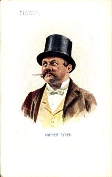 Artist Postcard Viennese Types, Fiaker, Cylinder