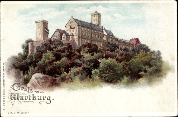 Chromo-Litho Lutherstadt Eisenach in Thuringia, The Wartburg