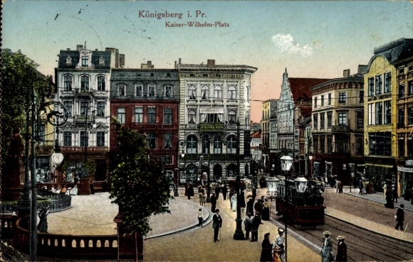 Ak Kaliningrad Königsberg Ostpreußen, Kaiser-Wilhelm-Platz, Straßenbahn