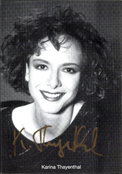 Postcard actress Karina Thayenthal, portrait, autograph