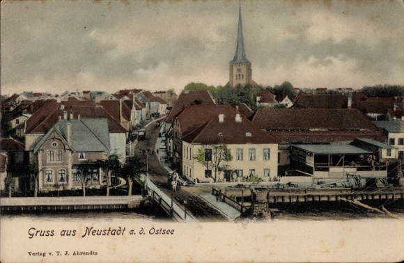 Postcard Neustadt in Holstein, general view