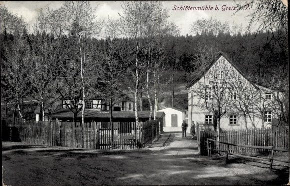 Ak Mohlsdorf Teichwolframsdorf in Thüringen, Partie an der Schlotenmühle