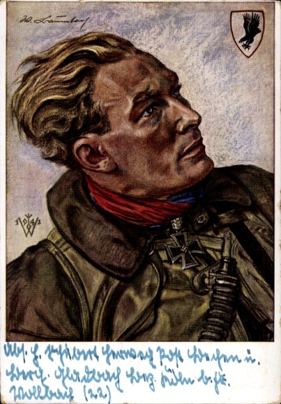 Artist Postcard Willrich, Wolfgang, Captain Werner Baumbach, Luftwaffe, II. WW, VDA E 17