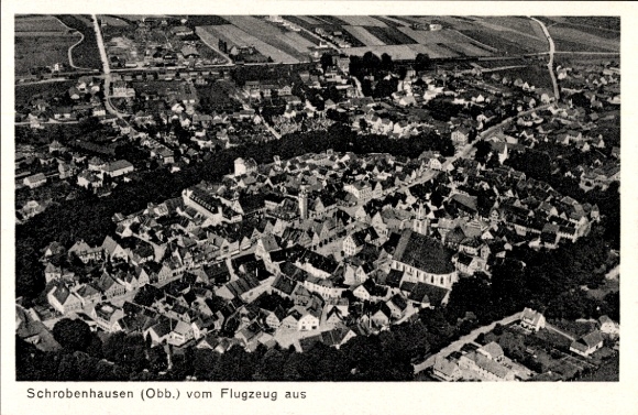 Postcard Schrobenhausen in Upper Bavaria, aerial photograph