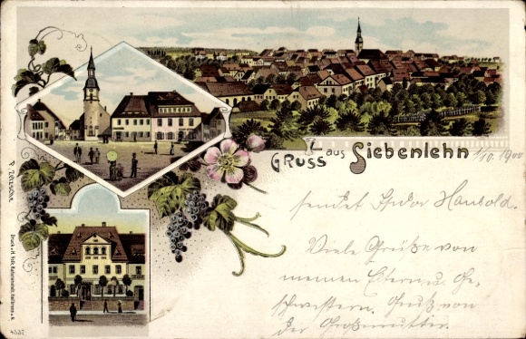 Litho Siebenlehn Großschirma in Sachsen, Gesamtansicht, Platz