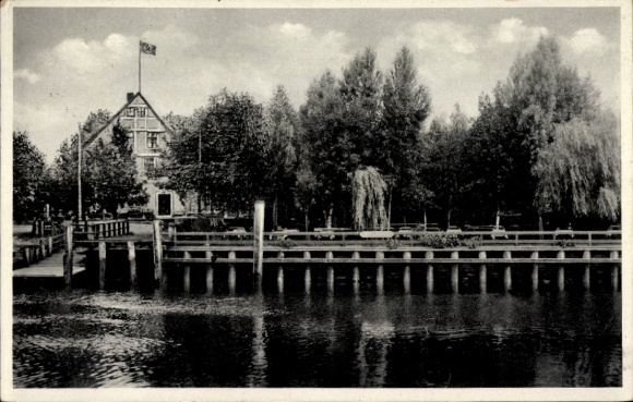 Postcard Hamburg Harburg Cranz, Inn in the old ferry house