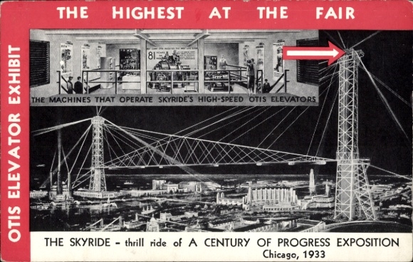 Postcard Chicago Illinois USA, The Skyride, A Century of Progress Exposition 1933