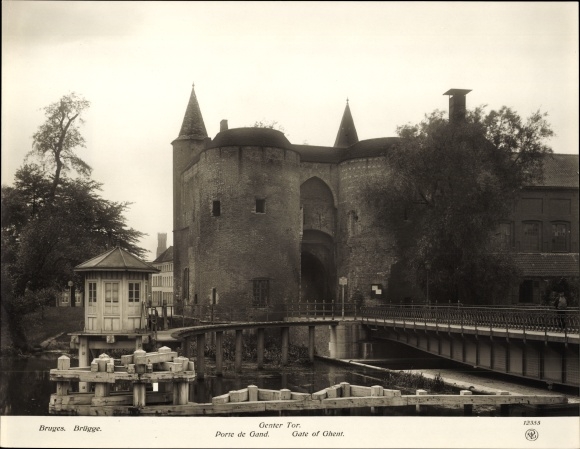 Photo Bruges Bruges Flanders West Flanders, Porte de Gand, around 1900