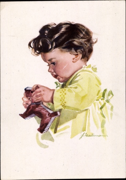 Artist PC Naumann, child with stuffed dog