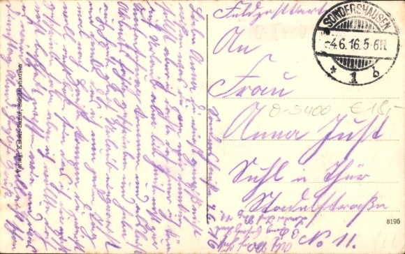 Postcard Sondershausen, Güntherstraße, Karl Günther fountain
