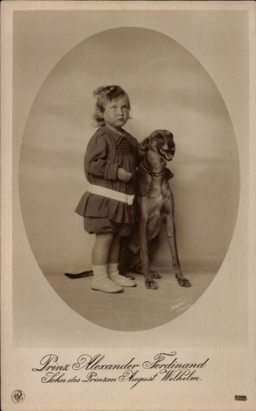 Prins Alexander Ferdinand van Pruisen, portret met hond