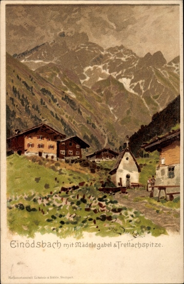 Artist Chromo-Litho Stützel, Otto, Einödsbach Oberstdorf in Oberallgäu, Mädelegabel, Trettachspitze