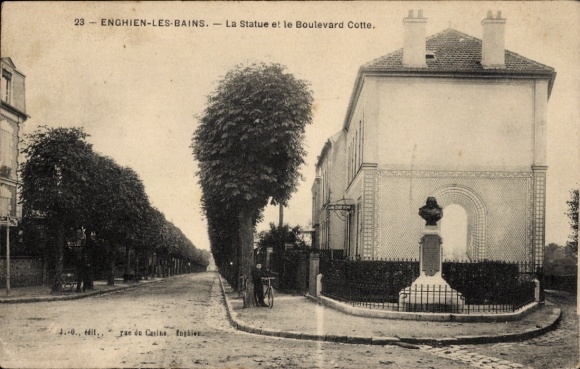 CPA Enghien les Bains Val d'Oise, La Statua i Boulevard Cotte