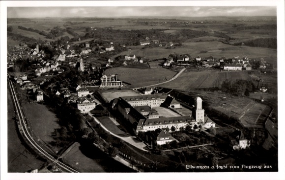 Postcard Ellwangen a. Jagst Ostalbkreis, aerial photograph