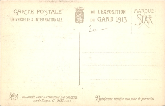 Postcard Gent Gent East Flanders, World Exhibition 1913, Appendix, French part