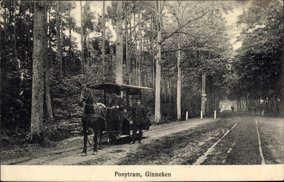 Postcard Ginneken en Bavel North Brabant, pony tram, horse tram