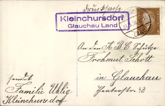 KP Landpoststempel Kleinchursdorf Glauchau Land