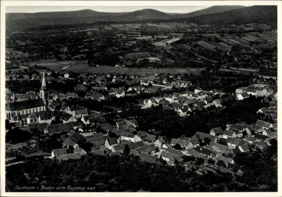 Postcard Sinzheim in Baden, aerial photograph