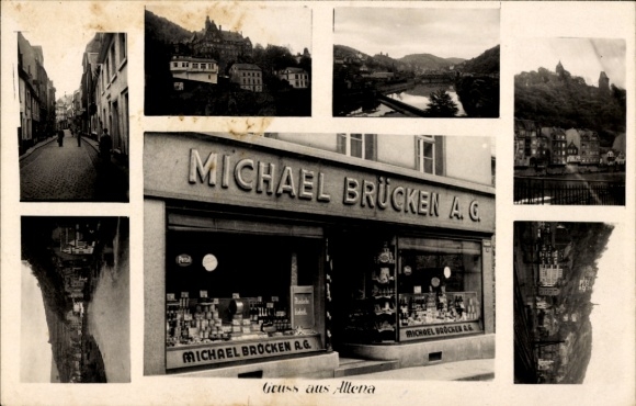 Postcard Altena in Westphalia, general view, business, Michael Brücken AG