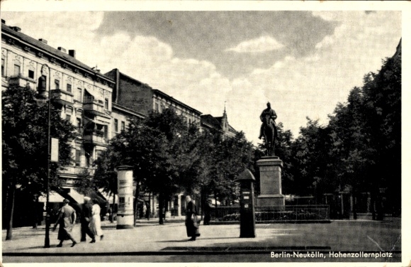 Ak Berlin Neukölln, Hohenzollernplatz, Reiterdenkmal
