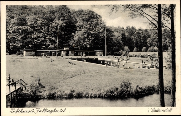 Ak Bad Fallingbostel im Heidekreis, Blick auf die Badeanstalt, Wasserrutsche