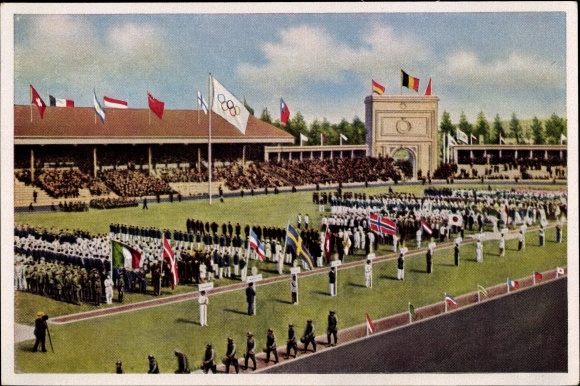 Collection picture Olympia 1936, Olympic Games 1920 Antwerp, march of the nations, stadium