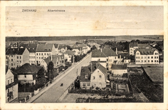 Postcard Zwenkau in Saxony, Albertstraße, residential area