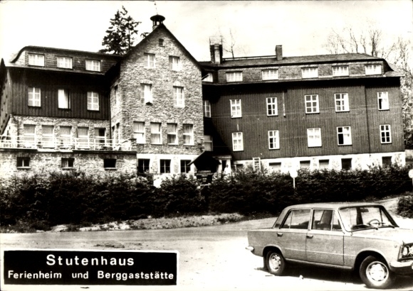 Postcard Schmiedefeld am Rennsteig Suhl Thuringia, mare's house, holiday home, mountain restaurant, photo shoot