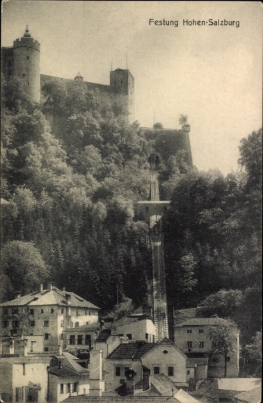 Zdjęcie Salzburga w Austrii, Twierdza Hohenberg, kolejka linowa, domy