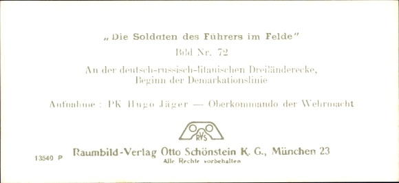 Stereo spatial image photo &quot;The soldiers of the Führer in the field&quot;, No. 72, demarcation line