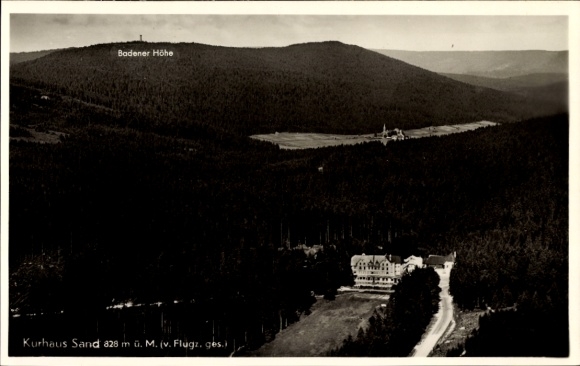 Postcard Sand Bühl in Baden, Sandsee, Kurhaus Sand, Badener Höhe, wooded surroundings, aerial photograph