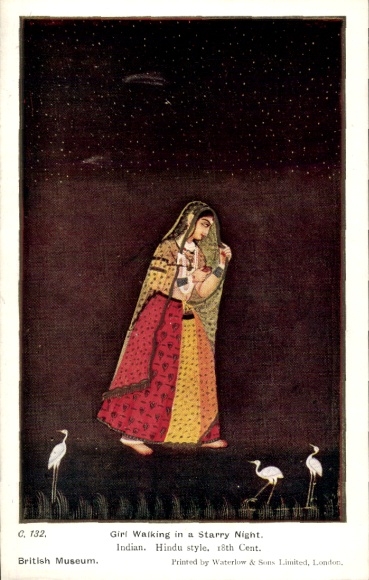 Künstler PC Girl walking in a Starry Night, Indian, Hindu style