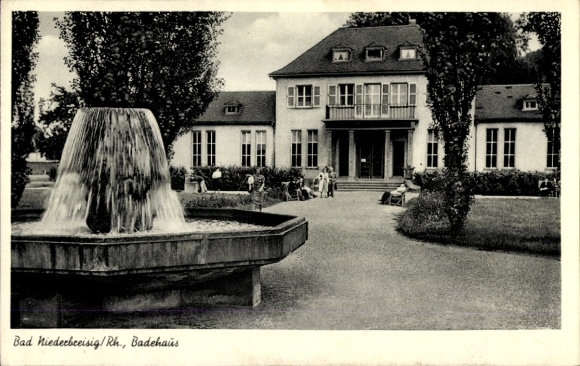 Postcard Niederbreisig Bad Breisig on the Rhine, bathhouse, fountain, bubbles