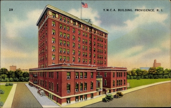 Ak Providence Rhode Island USA, YMCA-gebouw