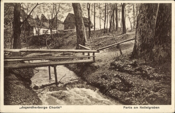 Postcard Chorin in der Mark, Youth Hostel, Nettelgraben
