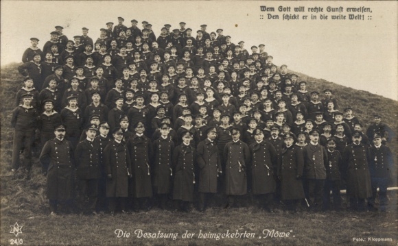 Postcard German seafarers, the crew of the seagull that had returned, Novitas 24/6