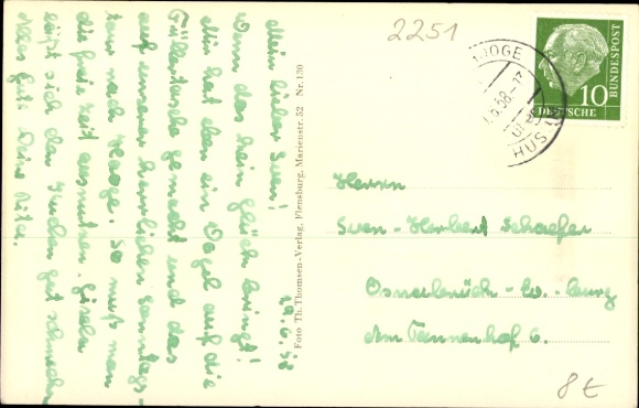 Postcard Hallig Hooge in North Friesland, partial view, Backenswarft, boats, children
