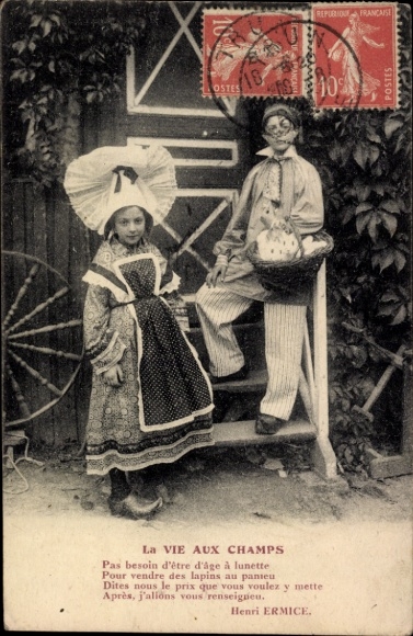 Postcard Children in French Costumes