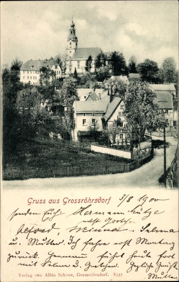 PC Großröhrsdorf in the district of Bautzen, partial view of the village, church