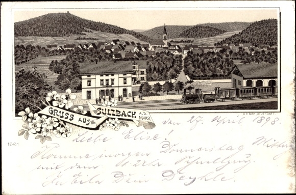 Litho Sulzbach an der Murr, Panorama, Bahnhof