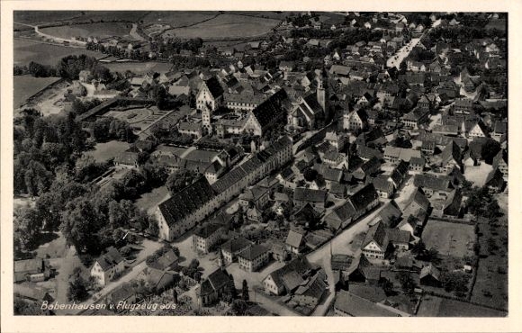 Postcard Babenhausen Schwaben, aerial photograph