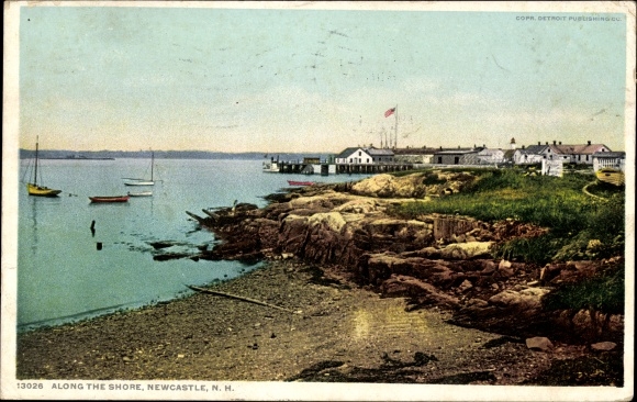 Ak New Castle New Hampshire USA, langs de kust