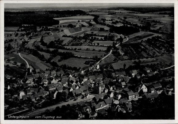 Postcard Untergimpern Neckarbischofsheim Baden, aerial photograph