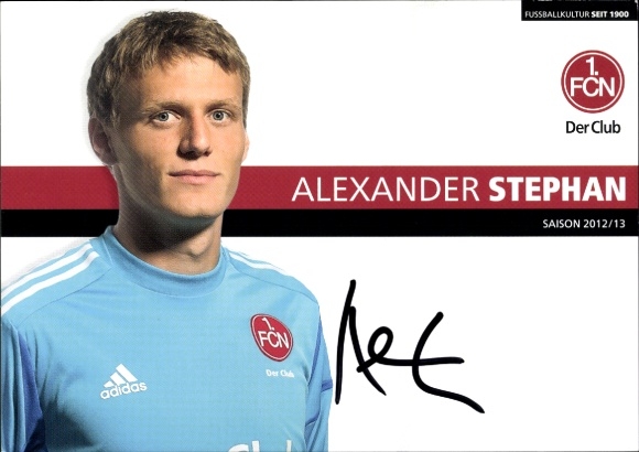Autograph card footballer Alexander Stephan, 1. FC Nuremberg, autograph